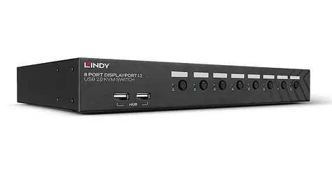 Lindy 8- Port DisplayPort 1.2 USB / KVM-Switch / 8 Ports / 4K UHD / 1 HE / Schwarz