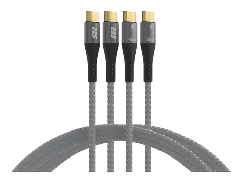 EFB USB-C grau / USB-C-Kabel / 2 × 1 m / 100 W PD / E-Marker / USB 2.0