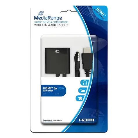 MediaRange HDMI auf VGA + Audio schwarz / Adapter / vergoldete Anschlüsse