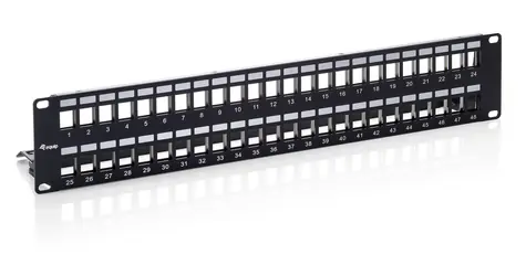 Equip black / Patchpanel / 19" / 48 Ports / 2U / geschirmtes Cat6 / LSA-110