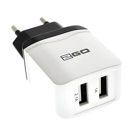 2GO weiß / Netzladegerät / 2x USB-A / 10,5 W / 2,1 A