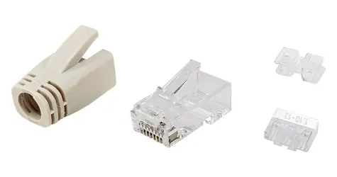 Equip mit Cat6a RJ45 transparent, weiß / Stecker / ungeschirmt / vergoldete Kontakte / 100 Stück.