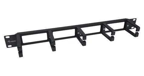 Equip 19" schwarz / Montageplatte / 1 HE / 5x Kunststoffgriffe / Kunststoff, Stahl