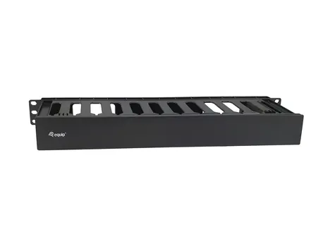 19" Equip , schwarz / Kabelmanagement-Panel / 1 HE / abnehmbare Rückwand / ABS
