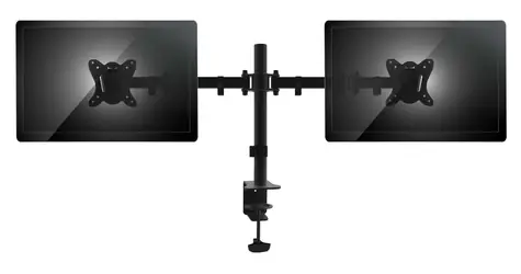 Schwarzer Equip -Tischhalter für 2 Monitore (13-27 Zoll, VESA 75x75-100x100, Tragkraft 2 x 8 kg, höhenverstellbar)