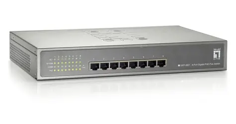 LevelOne GEP-0821 / Switch / 8x Gigabit PoE+ / 123 W / 19" Rack / Unmanaged