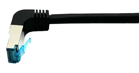 Equip Cat6A S/FTP schwarz / Patchkabel / gerader - gebogener Stecker / PoE+ / 500 MHz / 5 m