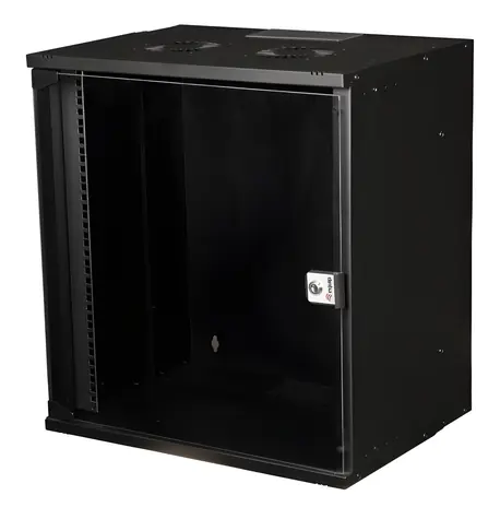 Equip Eco schwarz / Wandschrank / 12 HE / 19" / 540 x 400 mm / Glastür