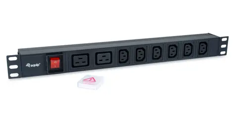 Equip PDU schwarz / Racksteckdose / 1 HE / 6x IEC C13 + 2x IEC C19 / IEC C20 / 16 A / 3500 W