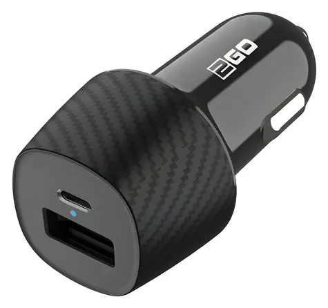 2GO 20W schwarz / Kfz-Ladegerät / 1x USB-A / 1x USB-C / Power Delivery
