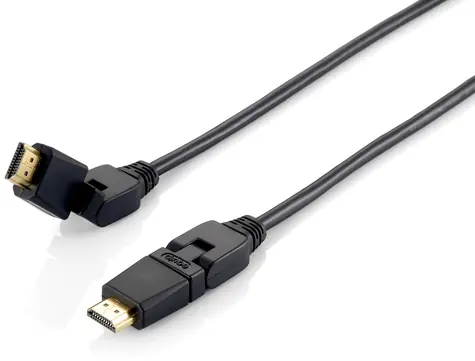 Equip: 5 m HDMI-Kabel (schwarz), 180° drehbarer Stecker, 4K 60 Hz, HDMI 2.0 (18 Gbit/s), Ethernet