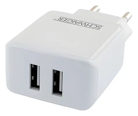 Schwaiger weiß / Netzladegerät / 2x USB / 2,4 A / 12 W