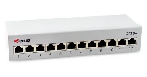 Graue Patchpanel Equip / 12x RJ45 / Cat6a / Geschirmt / 500 MHz / Desktop
