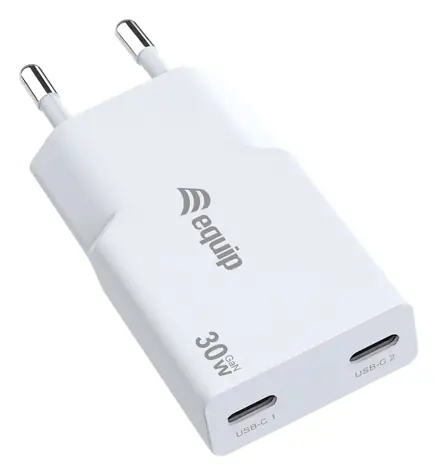 Equip 245524 weiß / Ladegerät / 2x USB-C / GaN / 30W / PD3.0