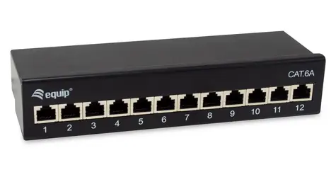 Schwarz / Equip / 12x RJ45 / Cat6a / Geschirmt / 500 MHz / Desktop