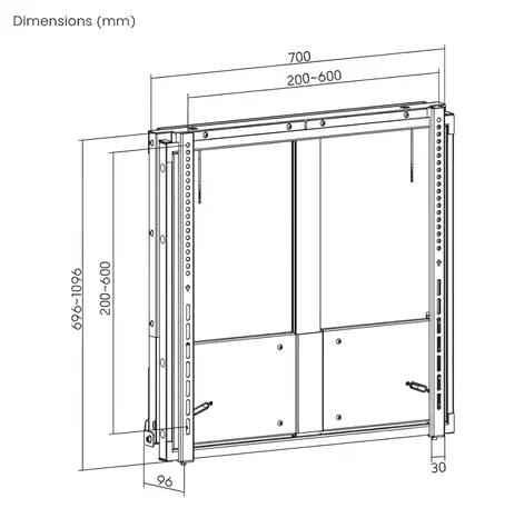 Equip 650345 / TV-Wandhalterung / 55"-86" / manuell höhenverstellbar / Tragkraft 65 kg / VESA max. 600x600