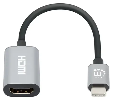 Manhattan USB-C auf HDMI Adapter, grau / 4K 60Hz / HDCP 2.3 / Aluminiumgehäuse