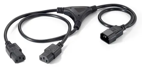 Equip C14 - 2x C13 schwarz / Y-Netzkabel / 1,6 m / 250 V / 10 A