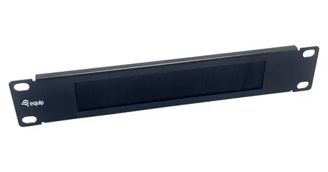 10" Equip / Durchgangspanel mit Bürste / 1 HE / Stahl / Schwarz