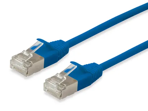 Equip blue / Patchkabel / Cat6a F/FTP Slim / PoE+ / 0,25 m