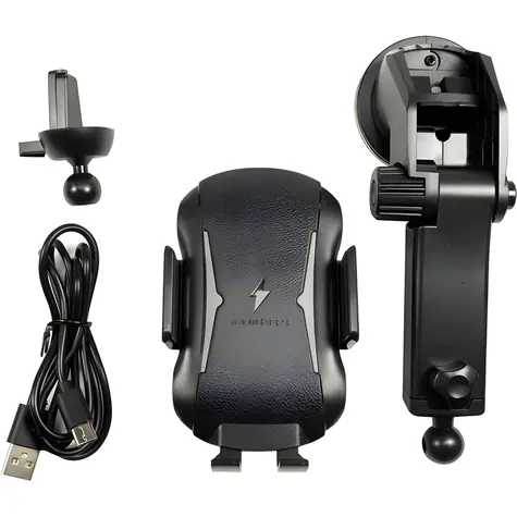 Inter-tech MTH-100 schwarz / Kabelloses Autoladegerät / Qi / 10 W