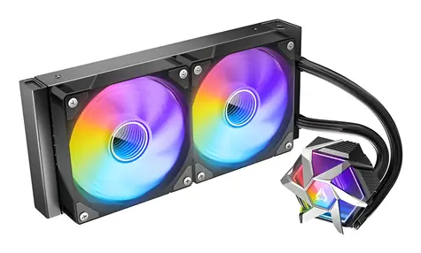 Azza HEX 240 ARGB schwarz / CPU-Wasserkühlung / 2x 120 mm / Pumpe mit 3600-4400 U/min / AM4, AM5, LGA1700