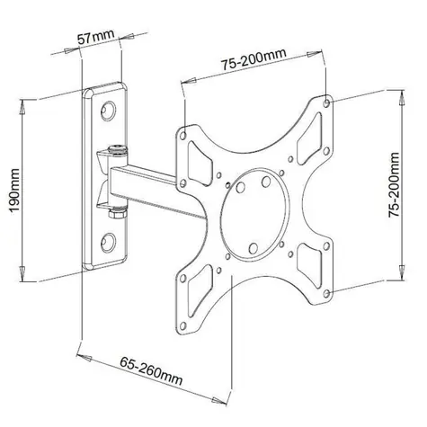 Techly 301443 schwarz / TV-Wandhalterung / VESA 200x200 / 19-37" / bis zu 25 kg