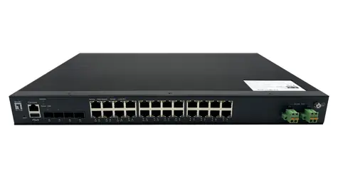 LevelOne IXP-2871 / Industrieller Managed Switch / 24x GbE PoE+ / 4X SFP+ / 370W PoE / L2+