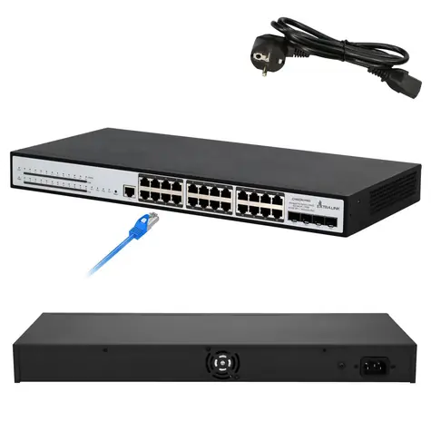 Extralink Chiron Pro / PoE-Switch / 24x Gigabit RJ45 / 4X SFP+ / L3-Managed / 370W PoE
