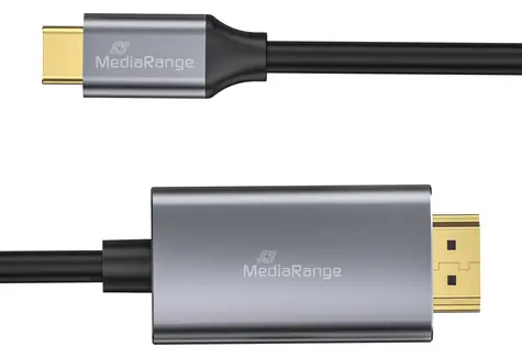 MediaRange USB-C - HDMI schwarz, silber / Kabel / 4K 30Hz / 1,8 m / USB 3.2 Gen 1
