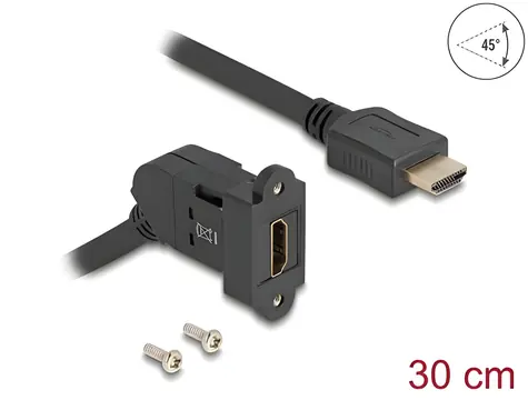 DeLock Adapter HDMI (F) - HDMI (M) schwarz / integriert / 45° / 0,3 m / 8K