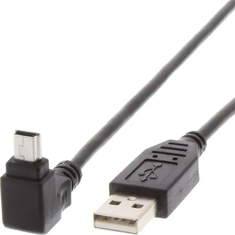 Techly USB-A auf Mini-USB-B 1,8 m schwarzes Kabel / USB 2.0 / abgewinkelter Stecker