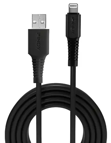 Lindy Schwarz / Kabel / USB-A auf Lightning / 1 m / MFi