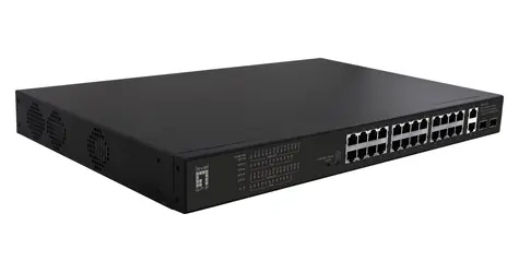 LevelOne FGP-2831 / Switch / 24x FE PoE+ / 2x GE / 2x SFP / 390W / 19" / Unmanaged