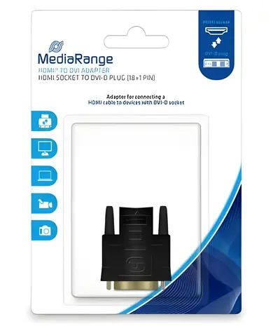 MediaRange HDMI/DVI-D Adapter schwarz / HDMI (F) - DVI-D (M) / 18+1 Pins / vergoldete Kontakte