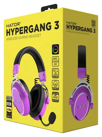 Hator ESH52 Hypergang 3 lila / Kabelloses Gaming-Headset mit Mikrofon / Hi-Res / ANC / Bluetooth 5.4