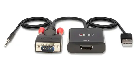 Lindy VGA- und Audio-zu-HDMI-Konverter / 1920×1080 px / 60 Hz / USB-Stromversorgung