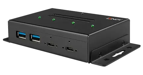 Lindy Metal Hub 4 Port Schwarz / USB-Hub / USB-C / 4 Anschlüsse / USB 3.2 Gen 2 / 10 Gbit/s