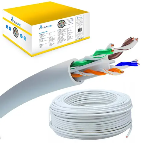 Extralink CAT6 U/UTP V2 grau / Netzwerkkabel / Innenbereich / 305 m / Draht / PVC