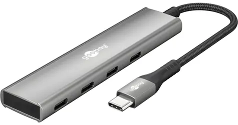 Goobay 76564 grau / USB-Hub / 4 USB-C-Anschlüsse / 5 Gbit/s