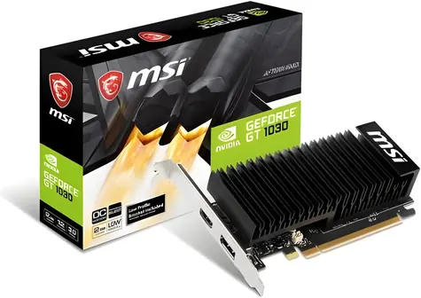 MSI GT 1030 2GHD4 LP OC / Grafikkarte / 2 GB GDDR4 / 64-Bit / DP + HDMI / Passive Kühlung