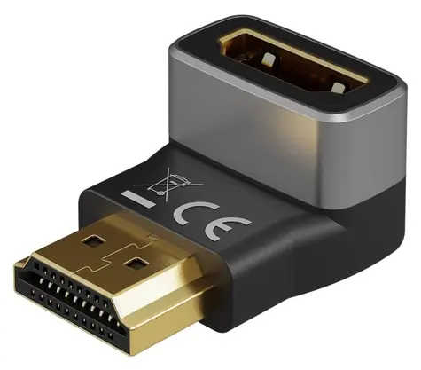 Goobay 72011 schwarz/silber / HDMI-Adapter / 270° abgewinkelt / 8K/60Hz / vergoldet