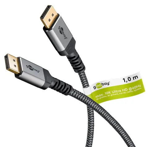 Goobay DisplayPort 2.1 grau / DisplayPort-Kabel / DP - DP / 54 Gbit/s / 1 m