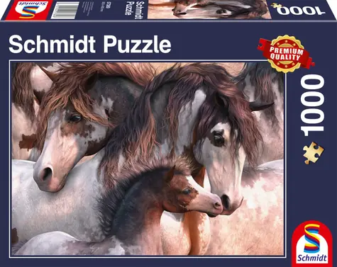 Schmidt Puzzle Pinto-Pferde / 1000 Teile / Größe 69,3 × 49,3 cm