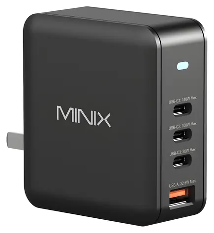 Minix P165 / Netzteil / GaN / 3x USB-C / 1x USB-A / 165 W / PD 3.1