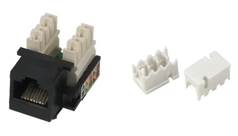 Xtendlan Keystone-Buchse RJ45 schwarz / TP-Buchse / CAT5e / UTP / stoßfest / Staubschutzkappe