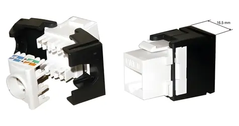 Xtendlan Keystone-Buchse RJ45 weiß-schwarz / CAT6 / UTP / Schnappverschluss