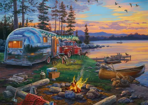 Schmidt Puzzle Camping am See / 1000 Teile / ab 12 Jahren