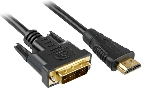 Sharkoon schwarzes HDMI-zu-DVI-D-Adapterkabel / 18+1 / 5 m / FullHD 1920x1200