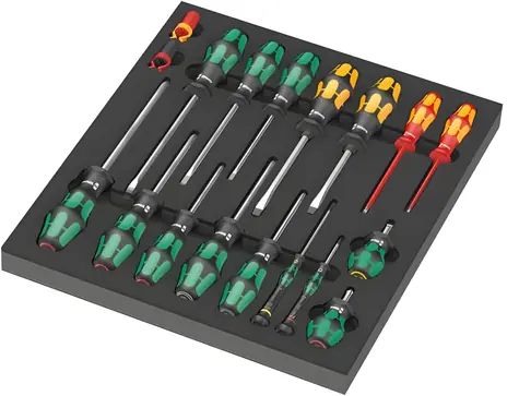 Wera 9710 schwarz/grau / Schraubendrehersatz / 18-teilig / Schaumstoffeinlage / für Tool Rebel Trolley
